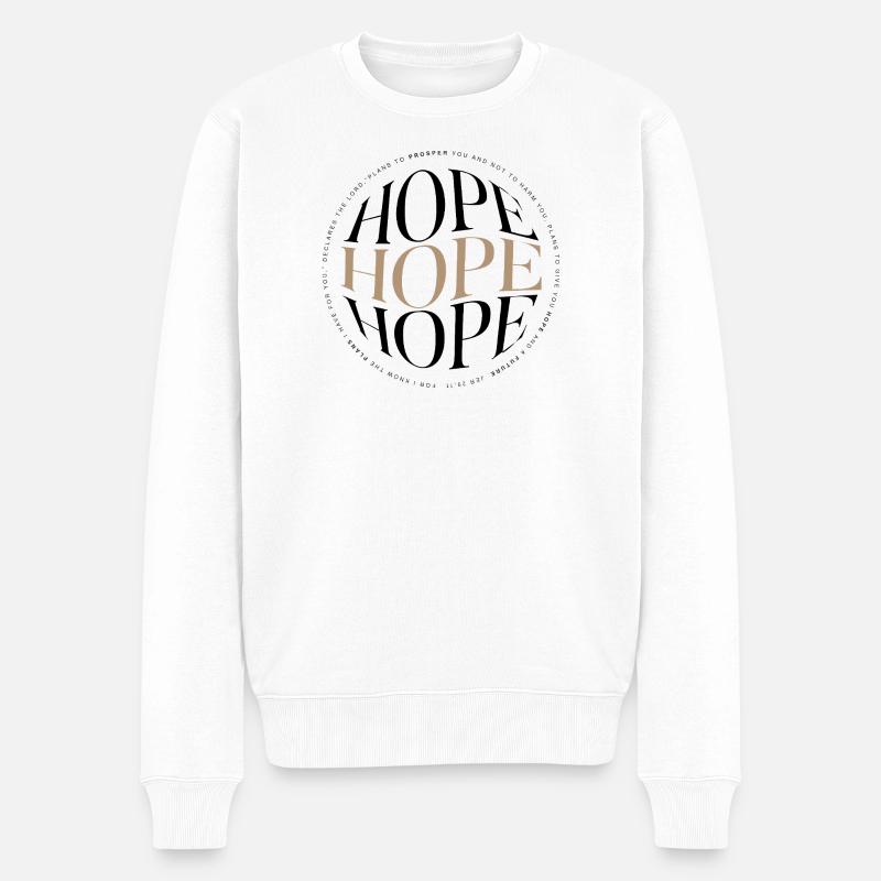 🌱Hoffnung und Zukunft Jer 29:11 - Männer Premium Bio Pullover - Weiß