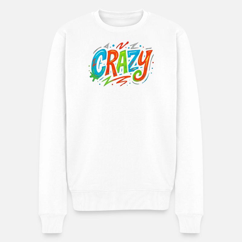 Graffiti Crazy Farbexplosion - Männer Premium Bio Pullover - Weiß