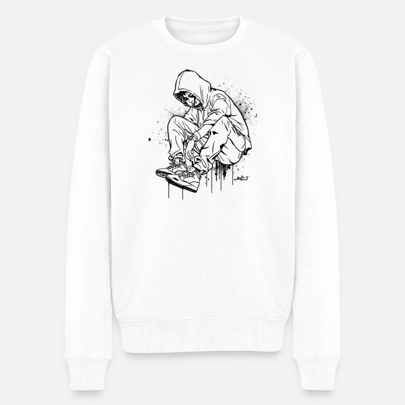 Silhouette Kapuzenpullover Graffiti - Männer Premium Bio Pullover - Weiß