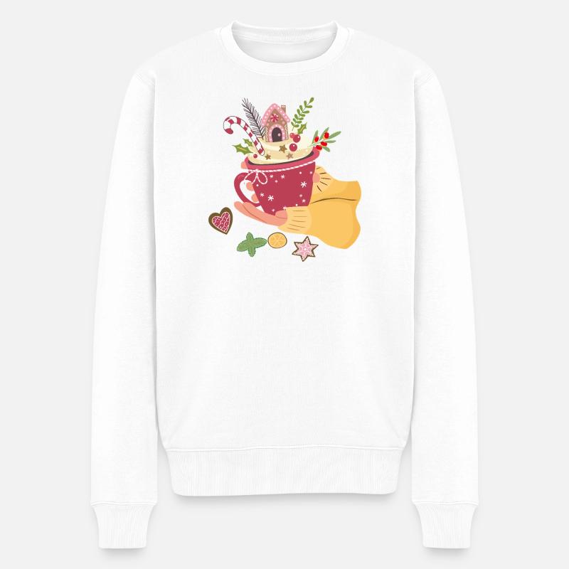  Weihnachtstasse mit Lebkuchenhaus Advent  - Männer Premium Bio Pullover - Weiß