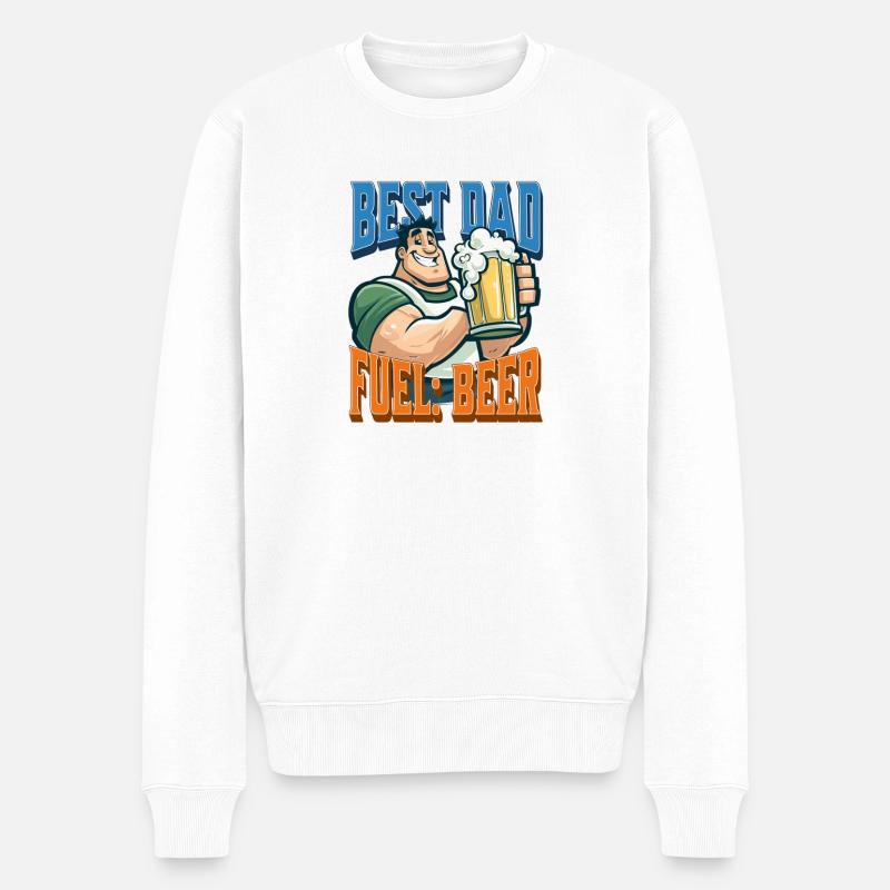 Bester Papa-Brennstoff: Bier - Männer Premium Bio Pullover - Weiß