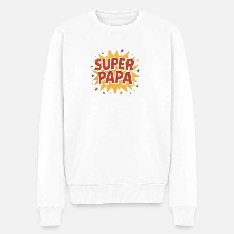 Super papa Comic Explosion - Pull Premium bio Homme - blanc