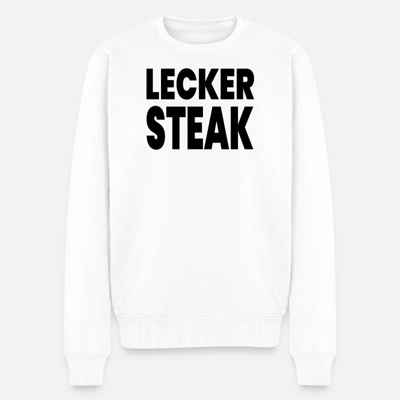 Steak - Männer Premium Bio Pullover - Weiß