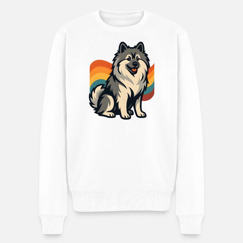 Deutscher Spitz Hund im Regenbogen Hintergrund - Männer Premium Bio Pullover - Weiß