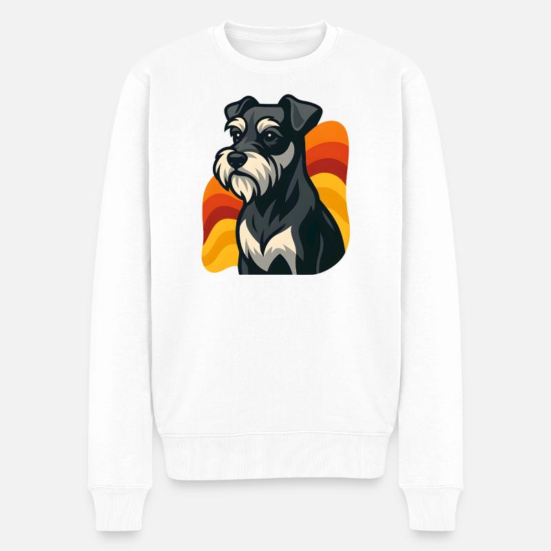 Zwergschnauzer Hund bei Sonnenuntergang - Männer Premium Bio Pullover - Weiß
