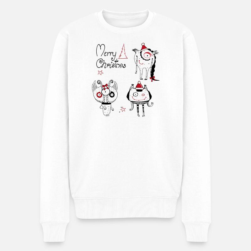Weihnachtliche  Monster - Männer Premium Bio Pullover - Weiß