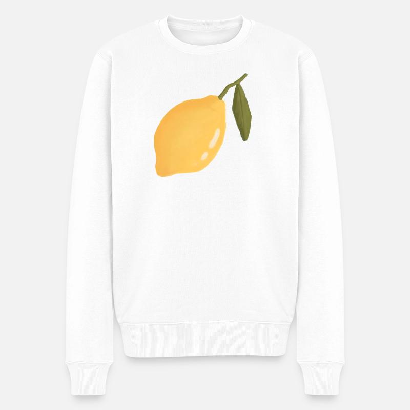 Zitrone Aquarell Skizze - Männer Premium Bio Pullover - Weiß