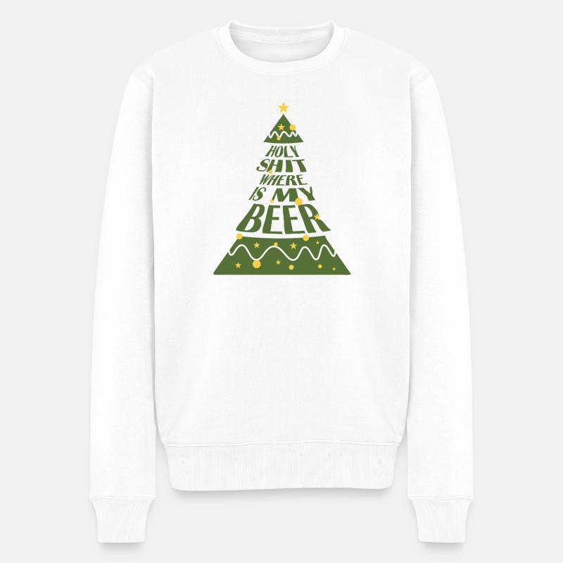 Weihnachtsbaum Spruch Bierquest - Männer Premium Bio Pullover - Weiß