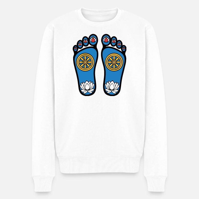 Füße des Buddha - Männer Premium Bio Pullover - Weiß