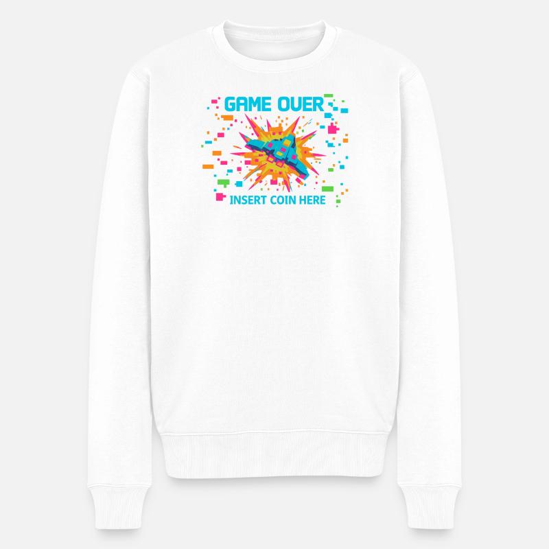 Game Over Neon Arcade Game - Männer Premium Bio Pullover - Weiß