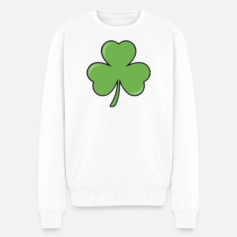 Irischer Klee - Männer Premium Bio Pullover - Weiß