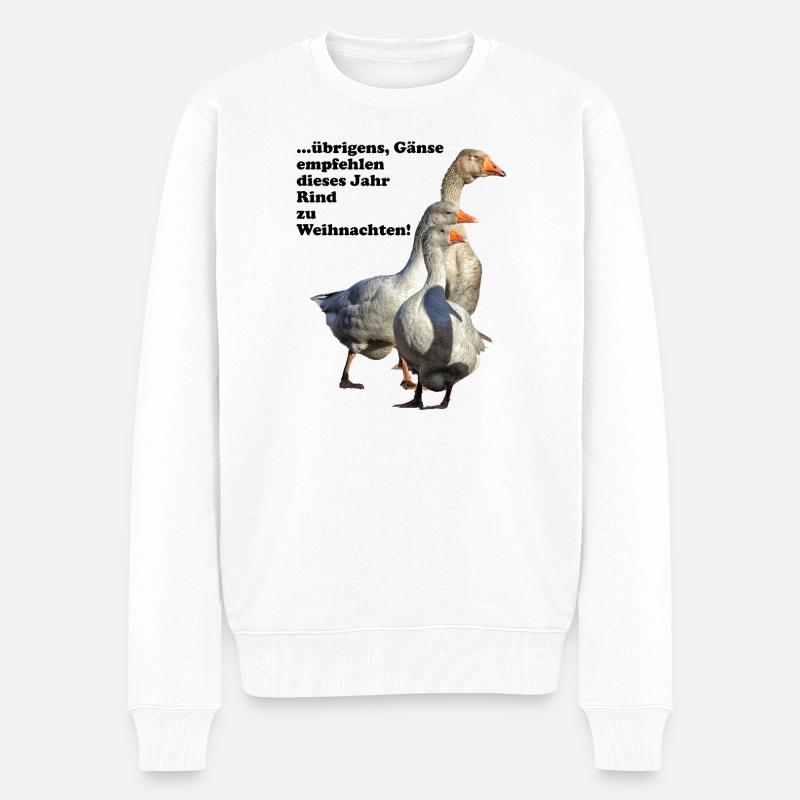 Weihnachts-Gänseempfehlung Rind - Männer Premium Bio Pullover - Weiß