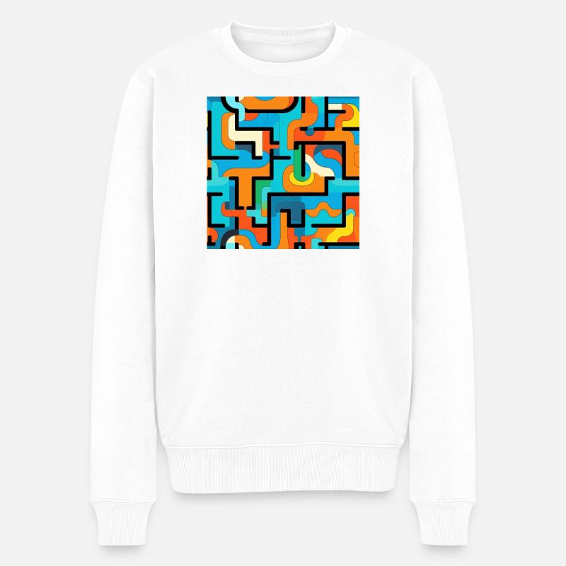 Farbenfluss Geometrische Labyrinthe - Männer Premium Bio Pullover - Weiß