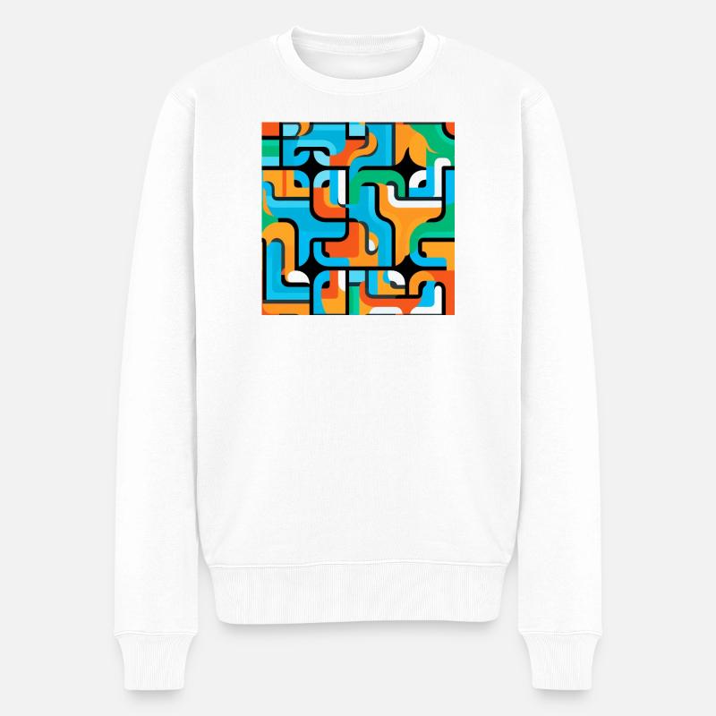 Colored Mesh Pattern Abstract - Men's Premium Organic Jumper - white