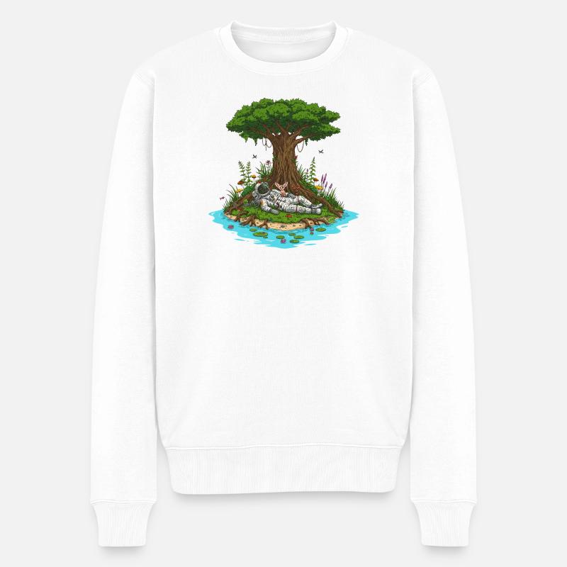 Astronaute Chien Île Dreamscape - Pull Premium bio Homme - blanc