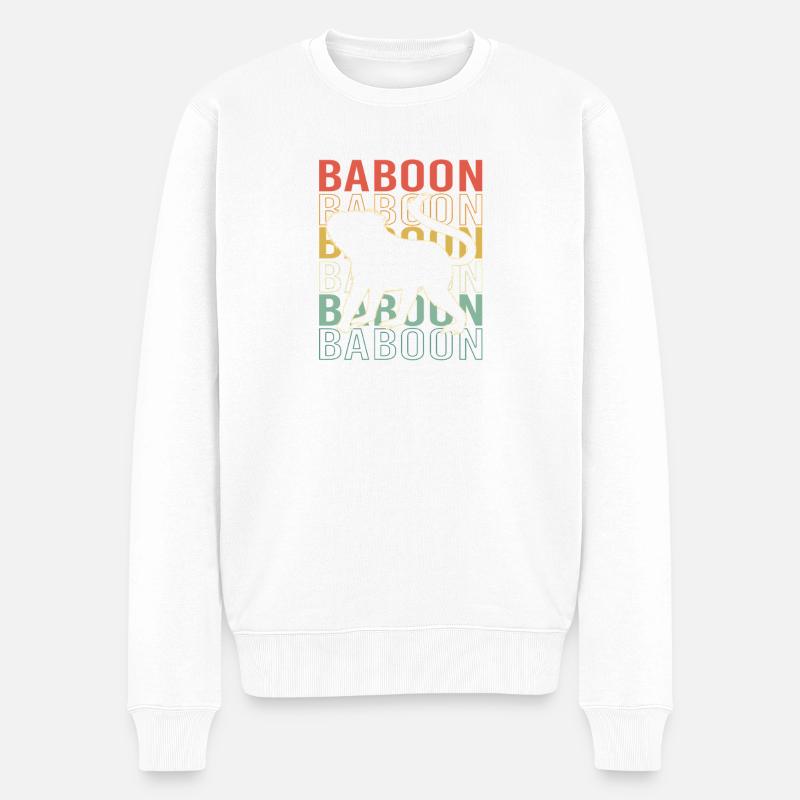Baboon Pavian Primat Affe Affen - Männer Premium Bio Pullover - Weiß