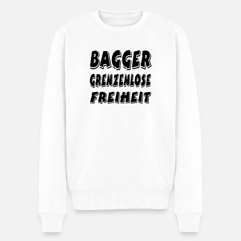 Bagger - Männer Premium Bio Pullover - Weiß