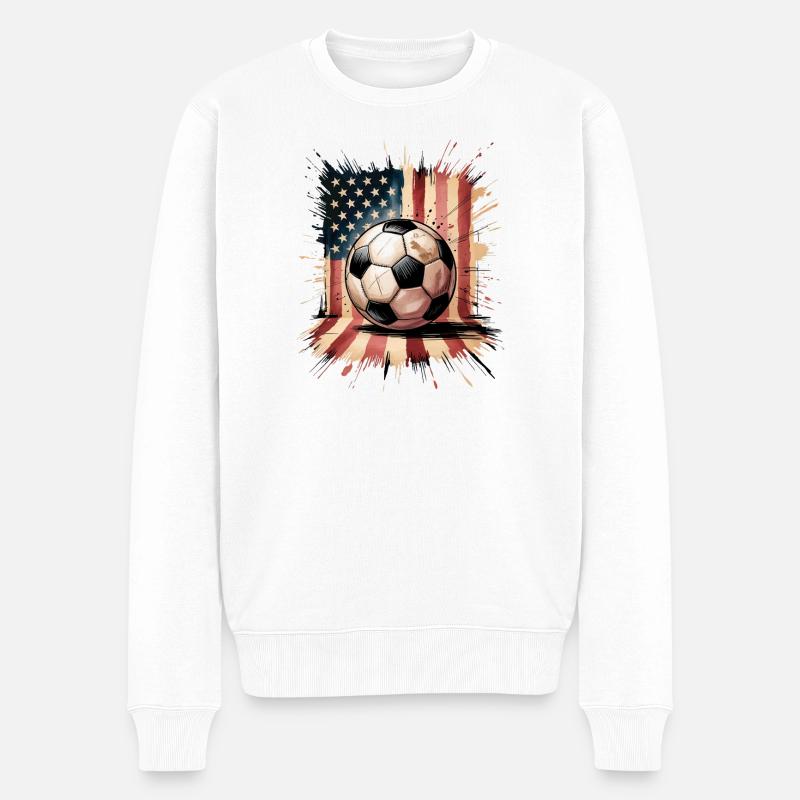 Usa Fußball - Männer Premium Bio Pullover - Weiß