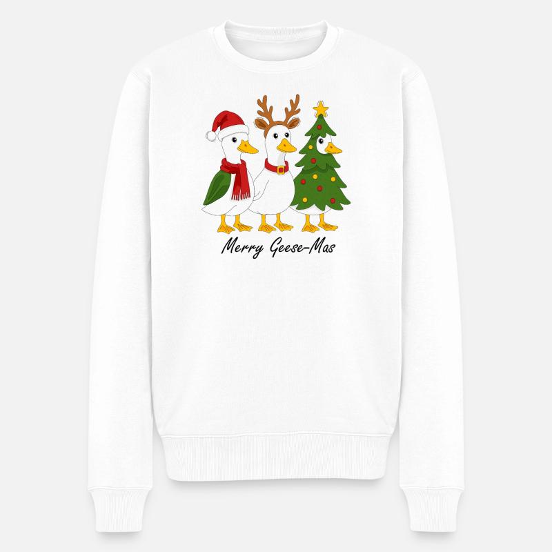 Weihnachten und gänse - Männer Premium Bio Pullover - Weiß