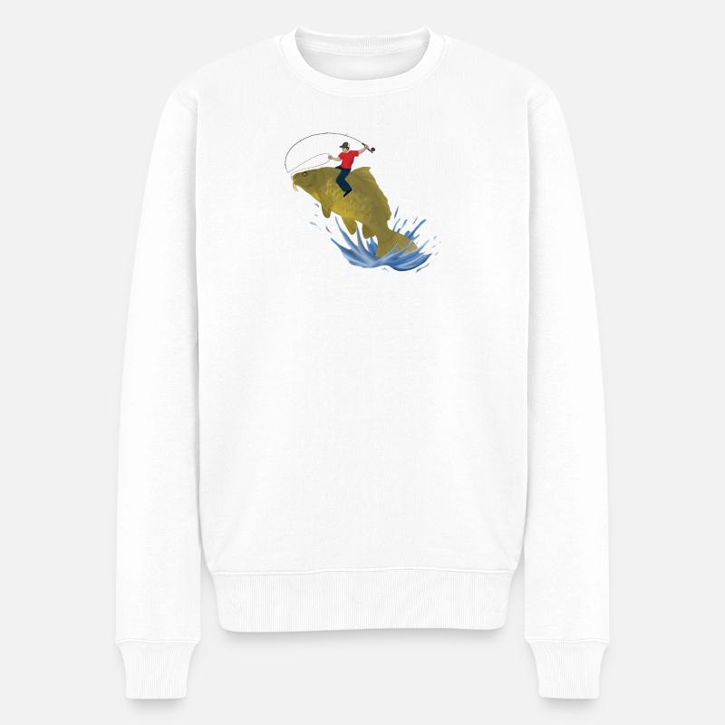 Karpfen - Männer Premium Bio Pullover - Weiß