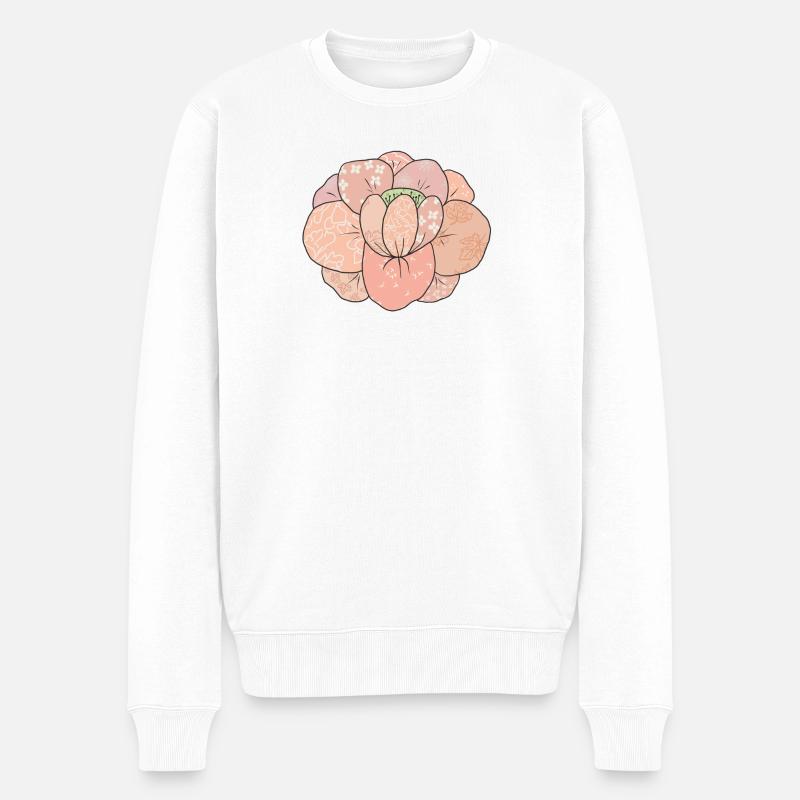 Aprikotrose - Männer Premium Bio Pullover - Weiß