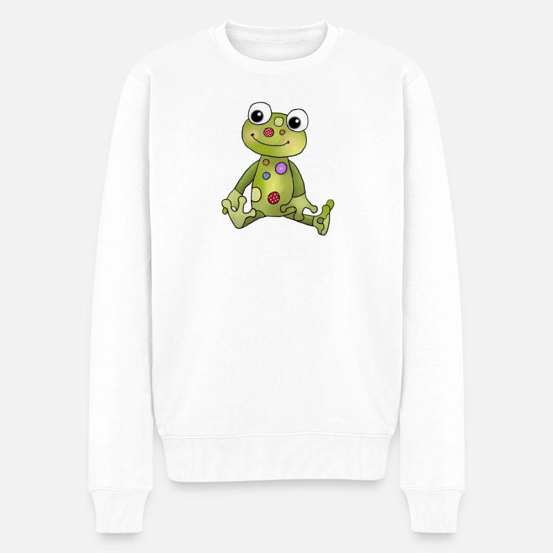 Frosch_mit_Punkten - Männer Premium Bio Pullover - Weiß