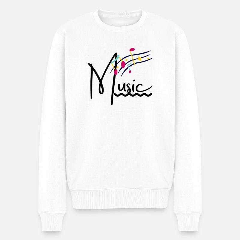 Notes de musique colorées - Pull Premium bio Homme - blanc
