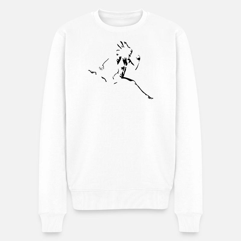 Läuferin - Männer Premium Bio Pullover - Weiß