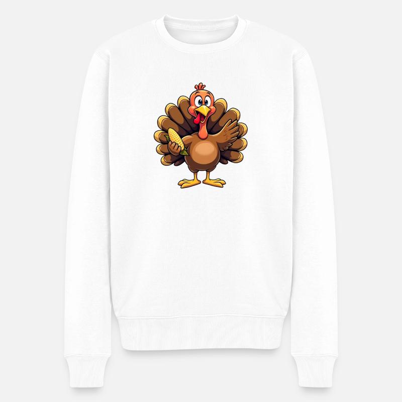 Thanksgiving Drôle Dinde de Thanksgiving - Pull Premium bio Homme - blanc