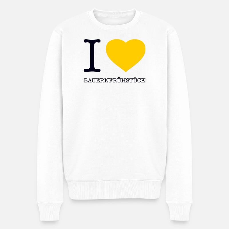 I love Bauernfrühstück - Männer Premium Bio Pullover - Weiß