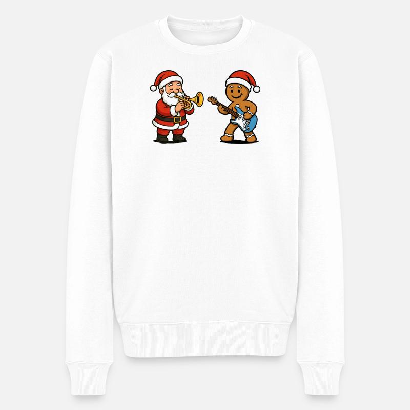 Weihnachtsmusik-Duett Santa Musiker - Männer Premium Bio Pullover - Weiß