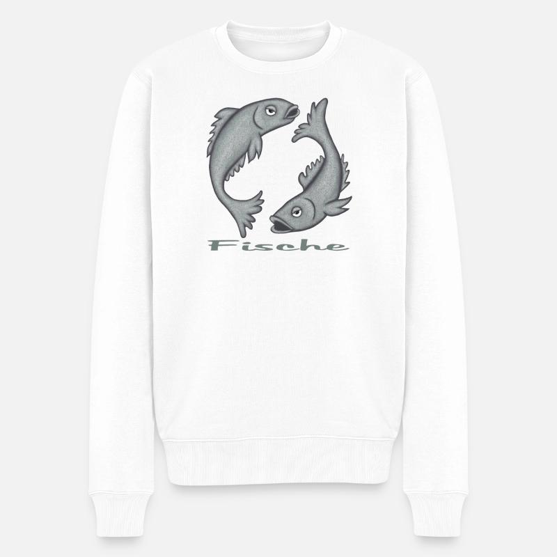 Sternzeichen Fische - Männer Premium Bio Pullover - Weiß