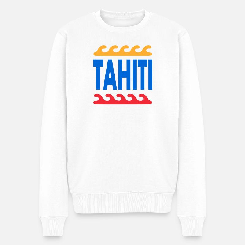 Tahiti - Polynésie française - Polynésie - Plage - Pull Premium bio Homme - blanc
