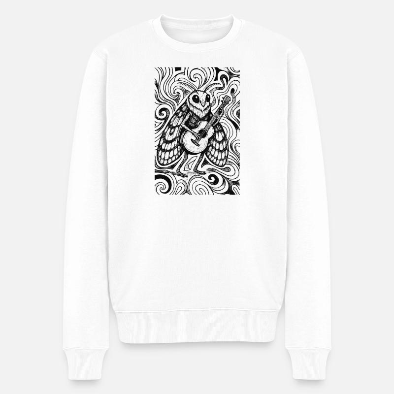 Zikade mit Gitarre Psychedelisch - Männer Premium Bio Pullover - Weiß