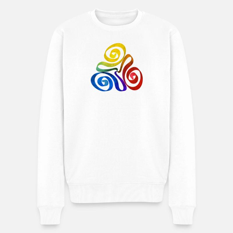 Spirale triangle arc-en-ciel - Pull Premium bio Homme - blanc