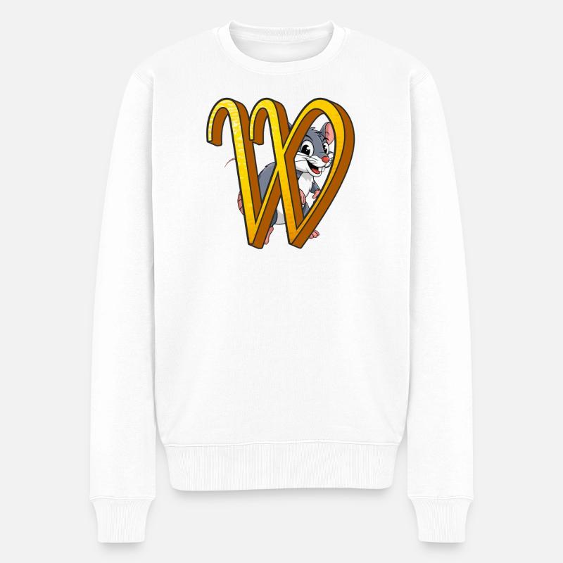 BUCHSTABE W - Männer Premium Bio Pullover - Weiß