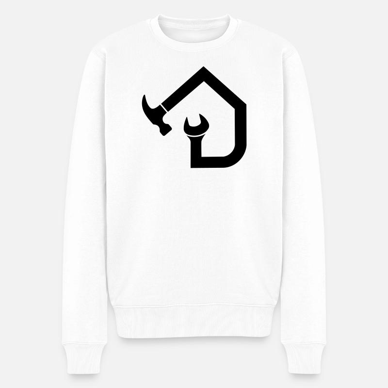 Artisan Concierge – Clé à marteau - Pull Premium bio Homme - blanc