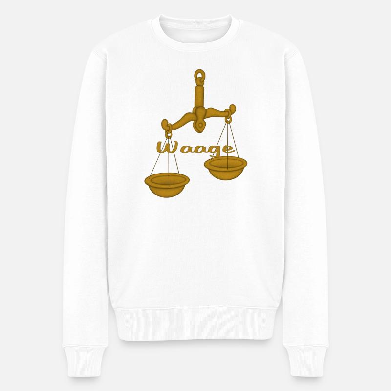 Sternzeichen Waage - Männer Premium Bio Pullover - Weiß