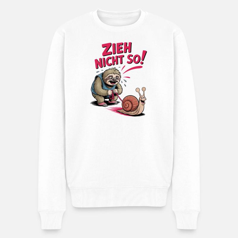 Zieh Nicht So Sloth Spaß Faultier Spruch - Männer Premium Bio Pullover - Weiß