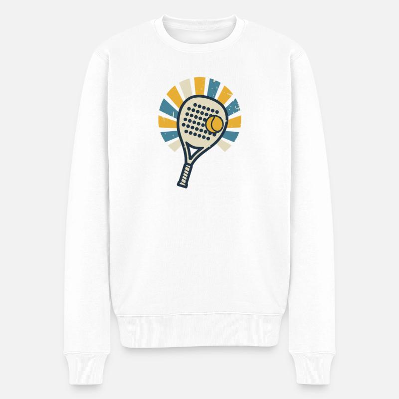 Sonnen Padel Tennis Retro-Print - Männer Premium Bio Pullover - Weiß