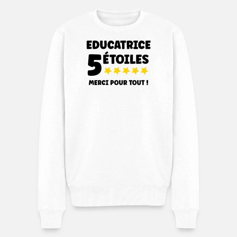 educatrice - Pull Premium bio Homme - blanc