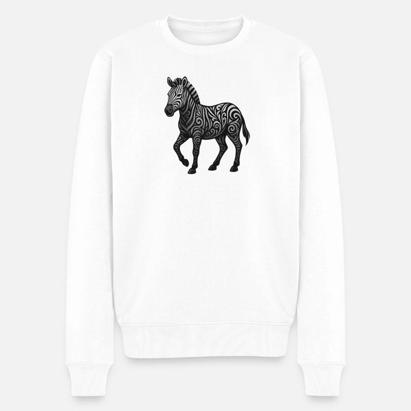 Zebra Ornament Tribalswirl Muster - Männer Premium Bio Pullover - Weiß