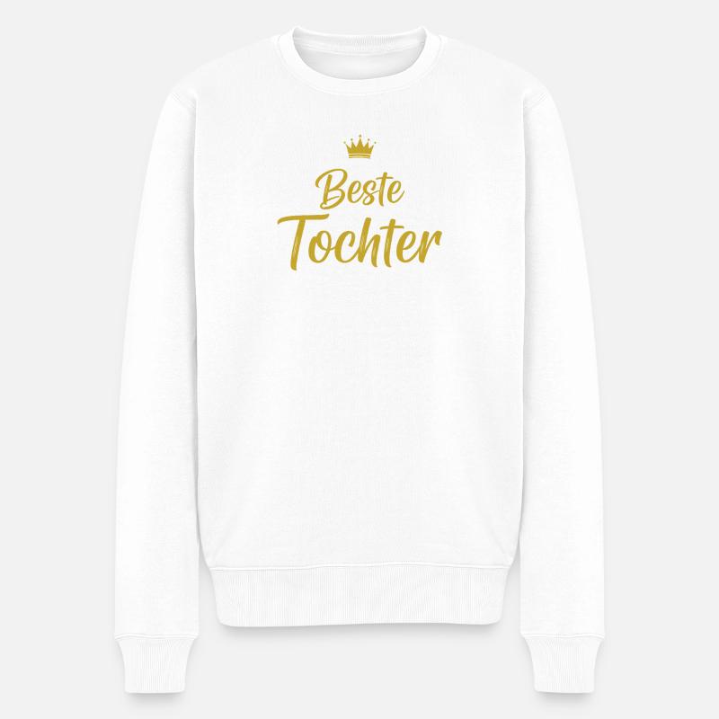 Goldene Krone Beste Tochter - Männer Premium Bio Pullover - Weiß