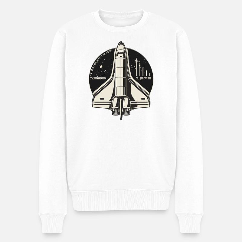 Back to the Moon - vintage retro space design - Männer Premium Bio Pullover - Weiß