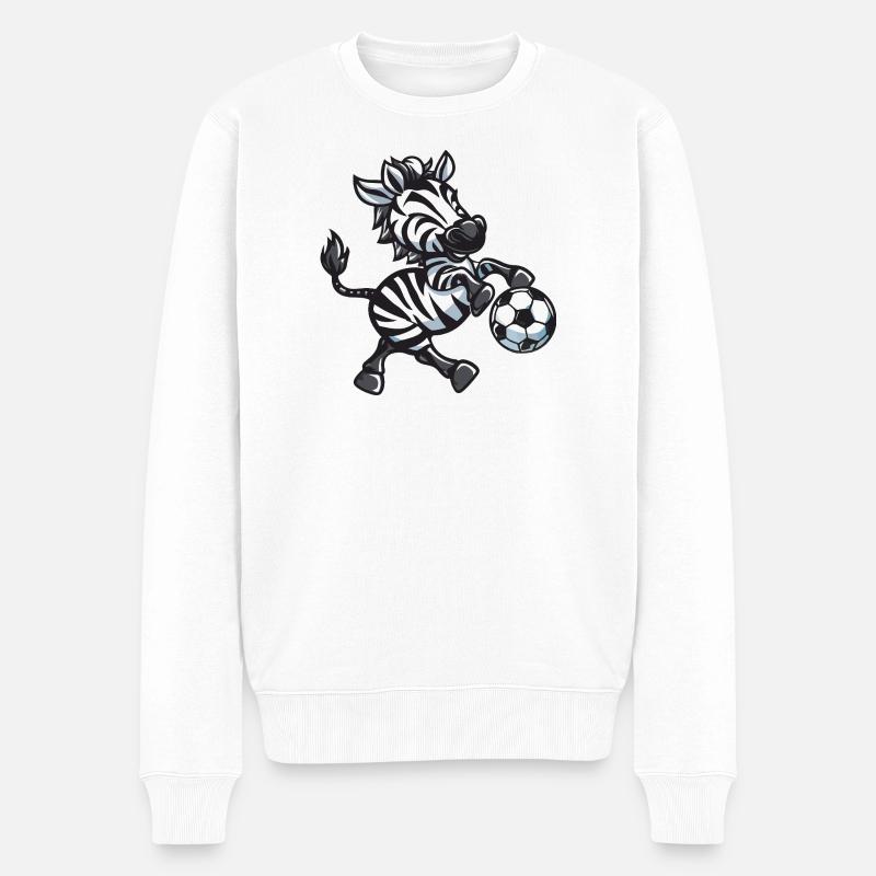 Zebraspieler mit Ball - Männer Premium Bio Pullover - Weiß