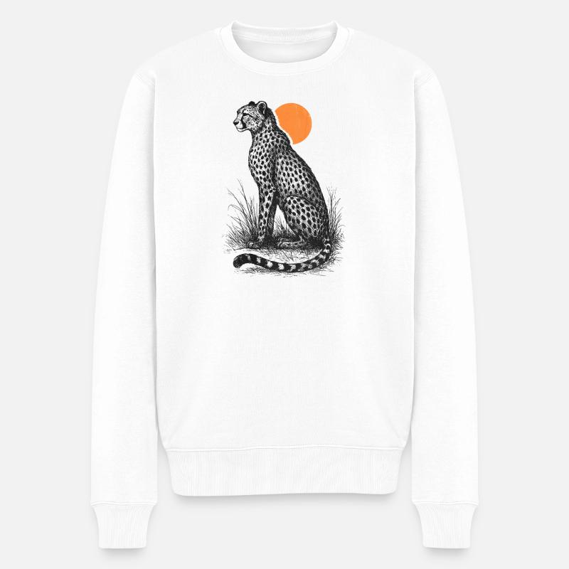 Guépard au coucher du soleil - Pull Premium bio Homme - blanc