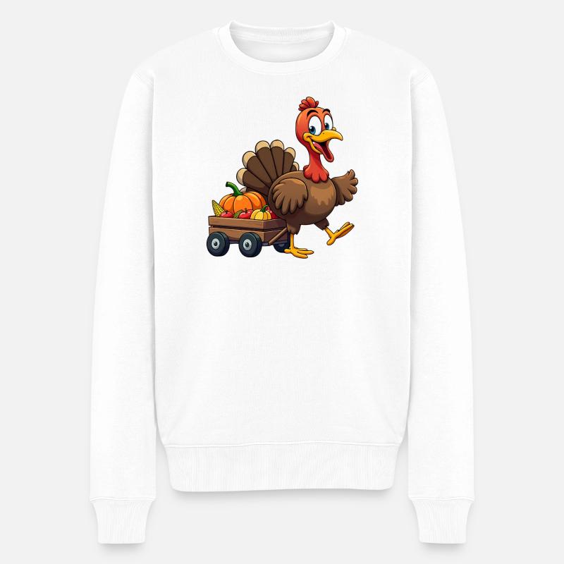 Thanksgiving Drôle Dinde de Thanksgiving - Pull Premium bio Homme - blanc
