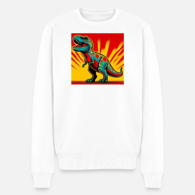 Dinosaurier - Männer Premium Bio Pullover - Weiß