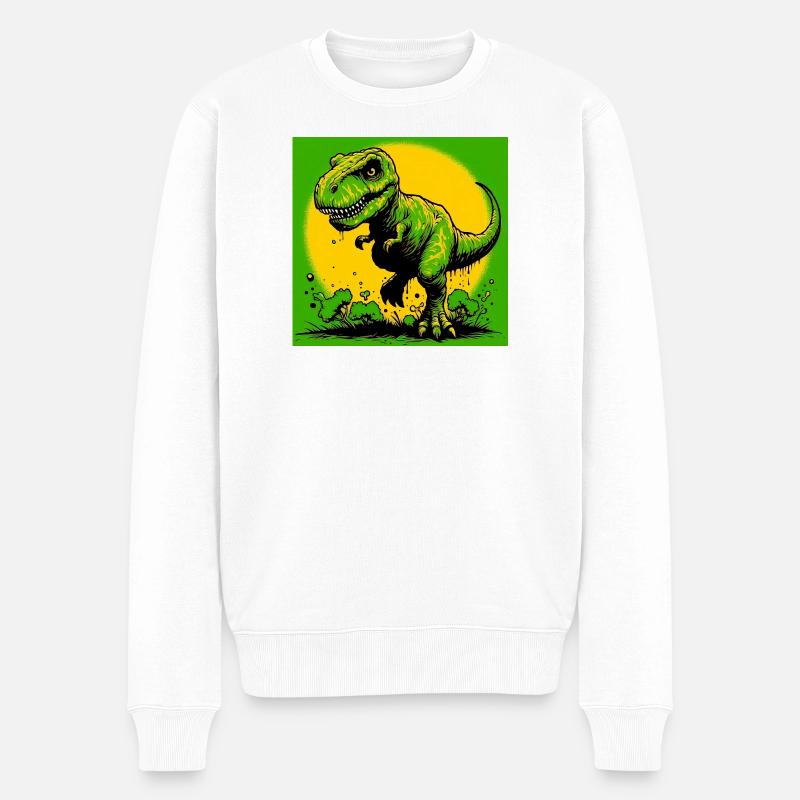 Dinosaurier - Männer Premium Bio Pullover - Weiß
