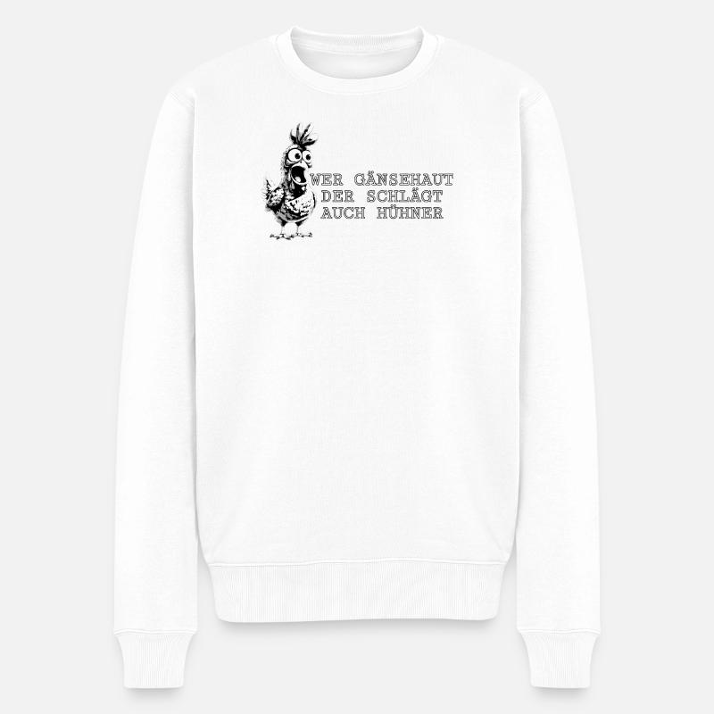 Gänsehaut - mit Comic-Huhn - Männer Premium Bio Pullover - Weiß